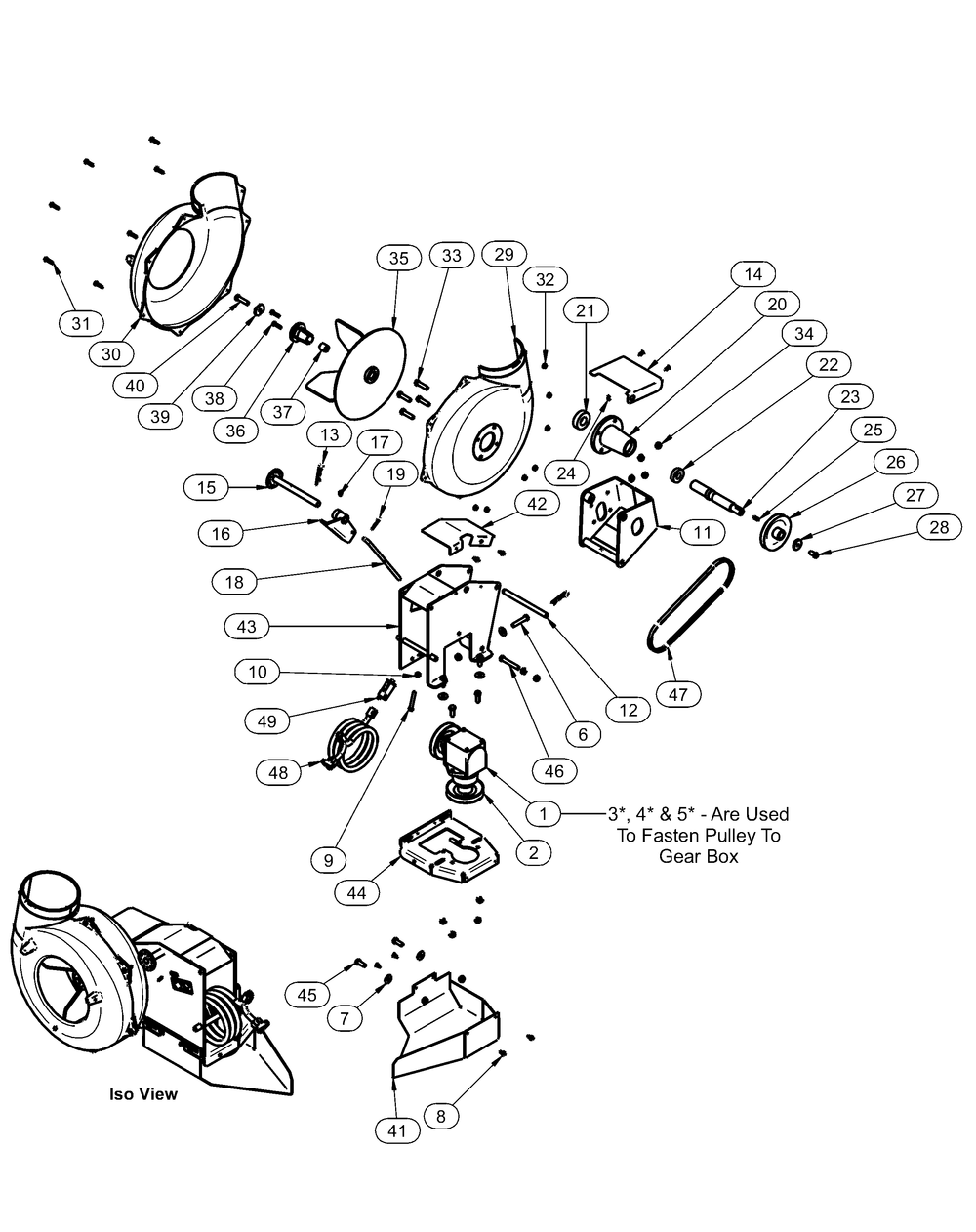 A1821 Pto Assembly Diagram and Parts List for 59A30042 150 Cub Cadet Lawn Tractor